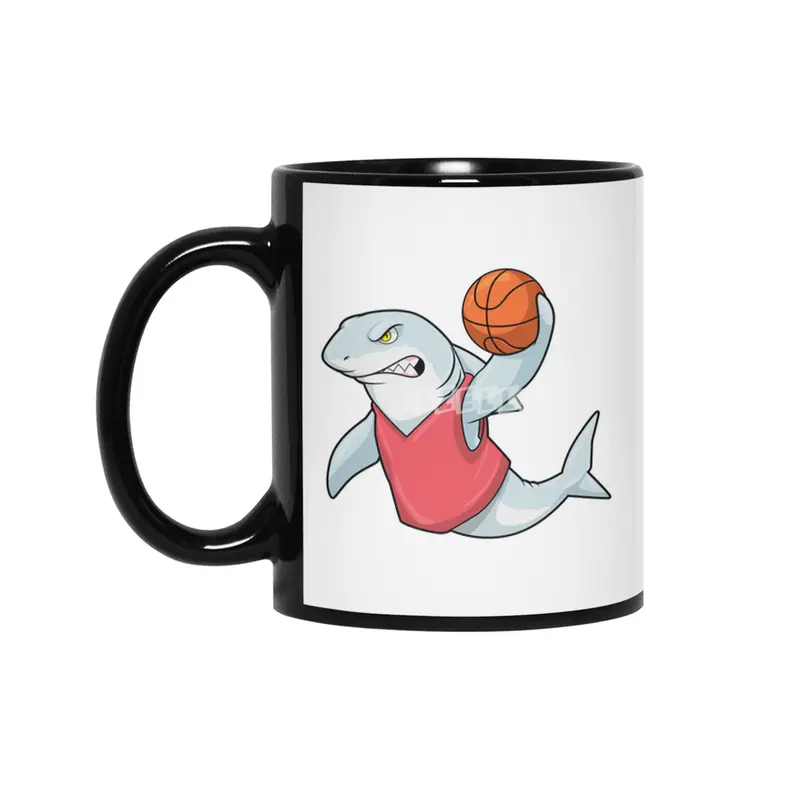 Shark at Sports with Basketball Siyah Kupa