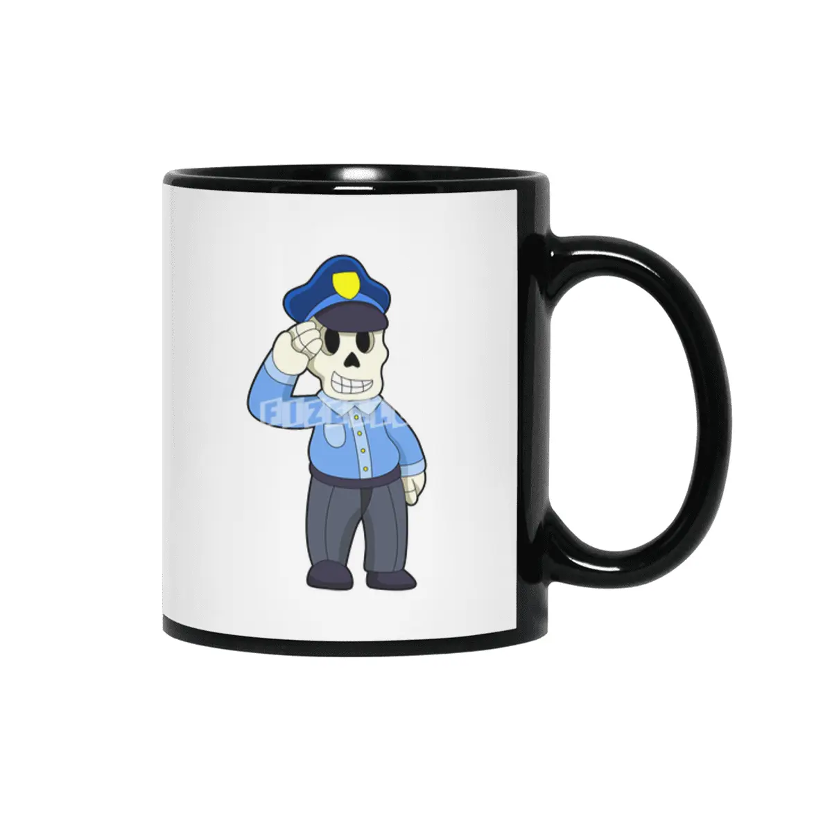 Skeleton as Police officer with Police hat Siyah Kupa