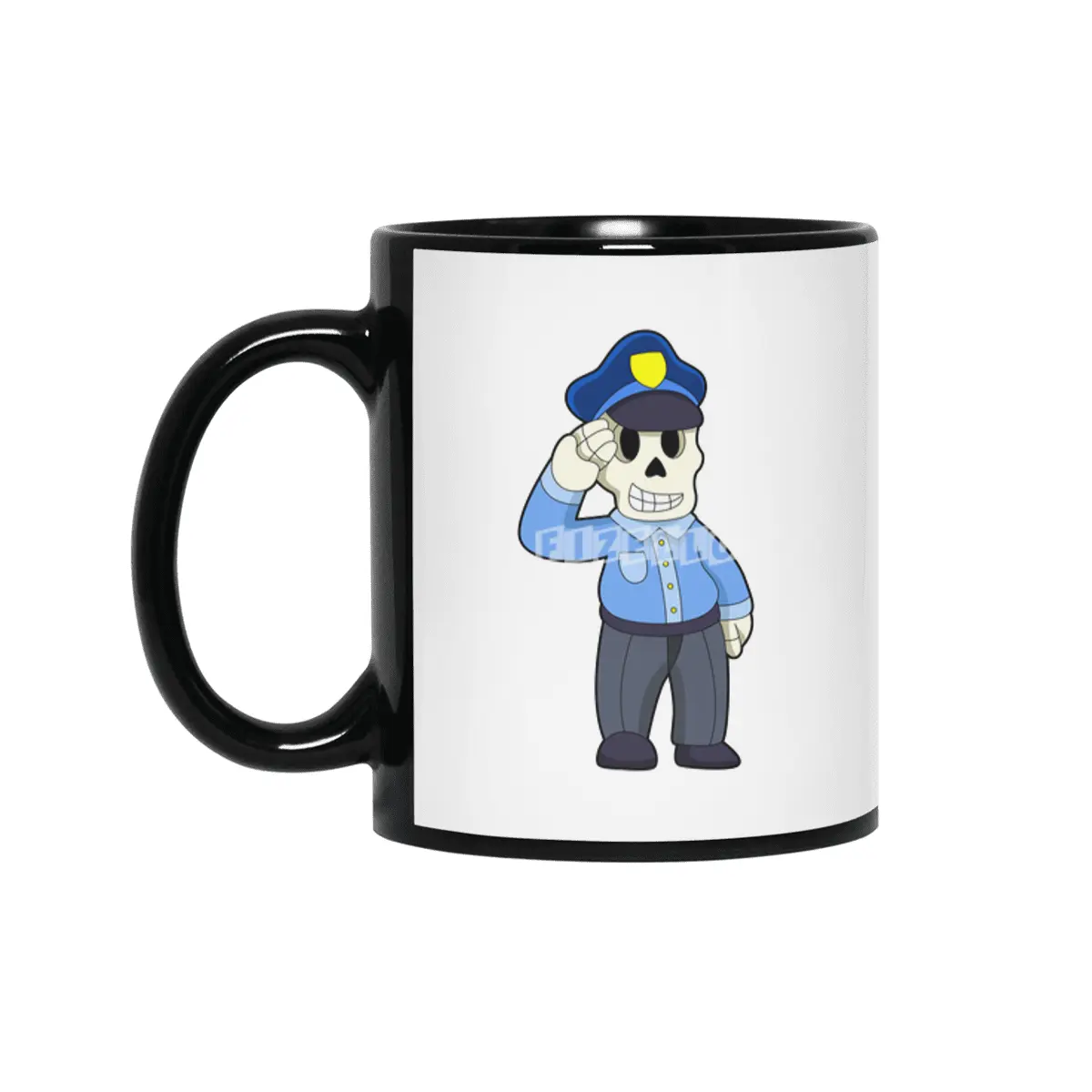Skeleton as Police officer with Police hat Siyah Kupa