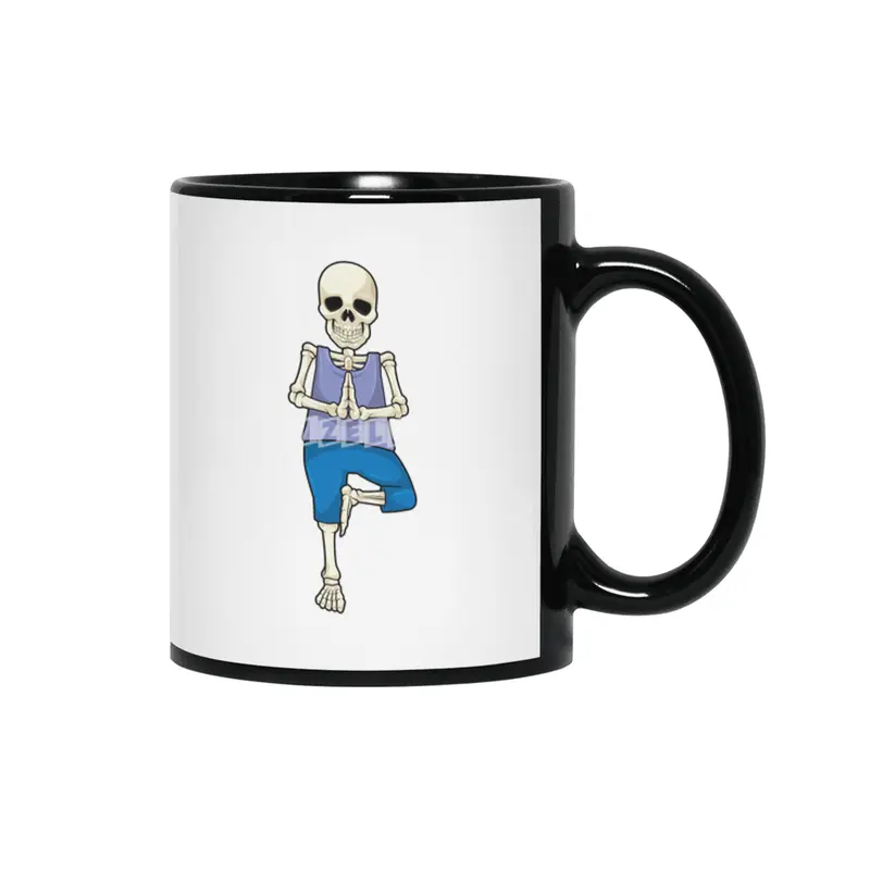 Skeleton at Yoga Stretching Siyah Kupa