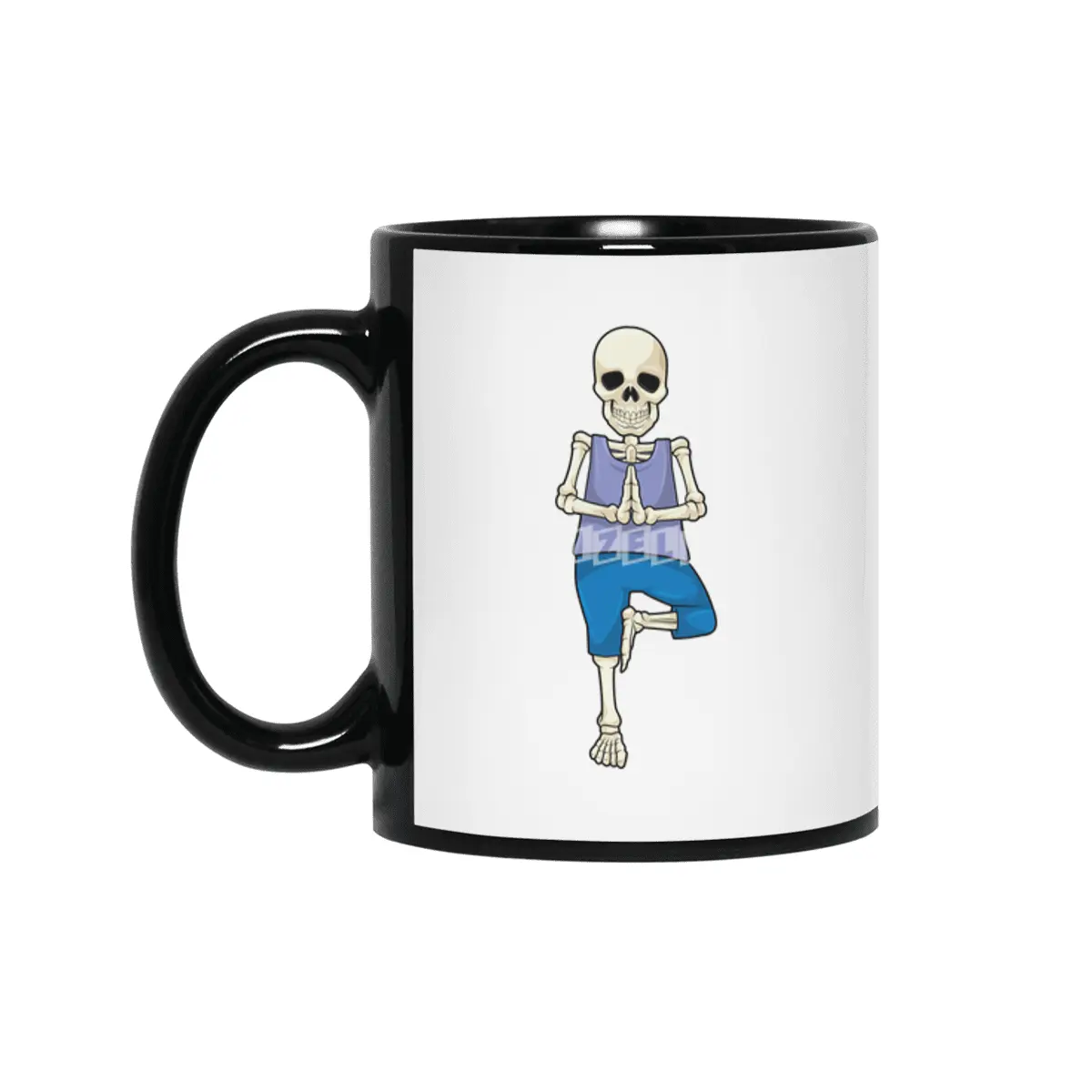 Skeleton at Yoga Stretching Siyah Kupa