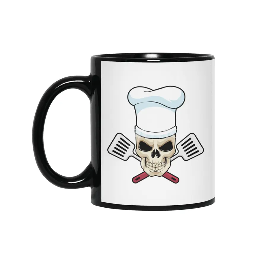 Skull as Cook with Cooking hat Siyah Kupa