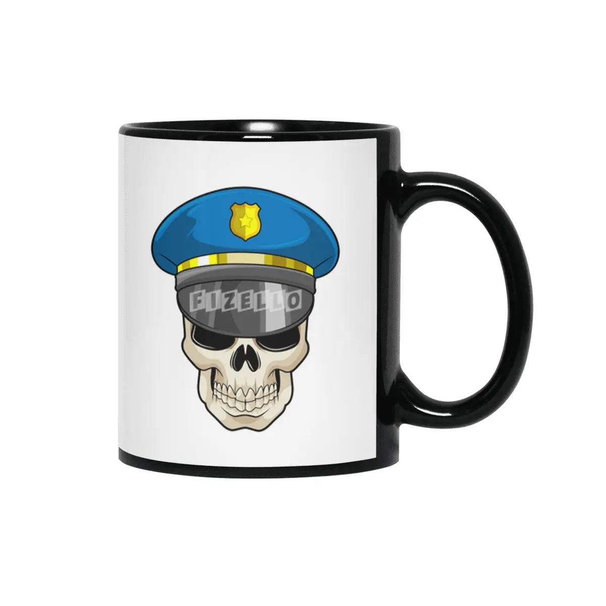 Skull as Police officer with Police hat Siyah Kupa