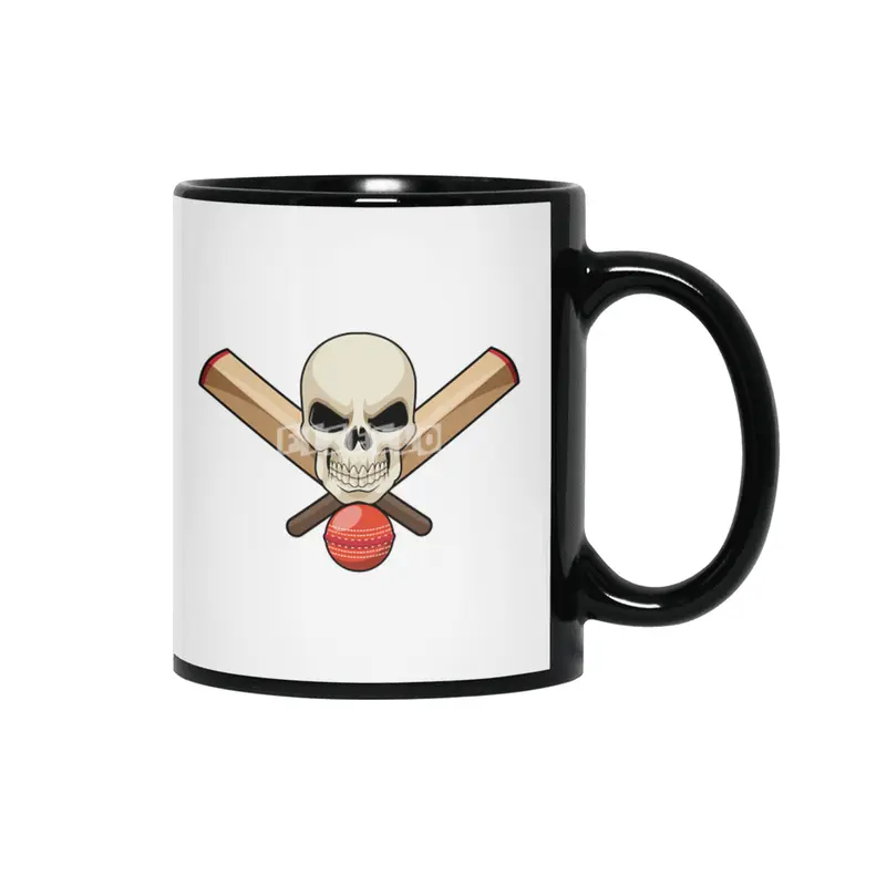 Skull at Cricket with Cricket bat Siyah Kupa