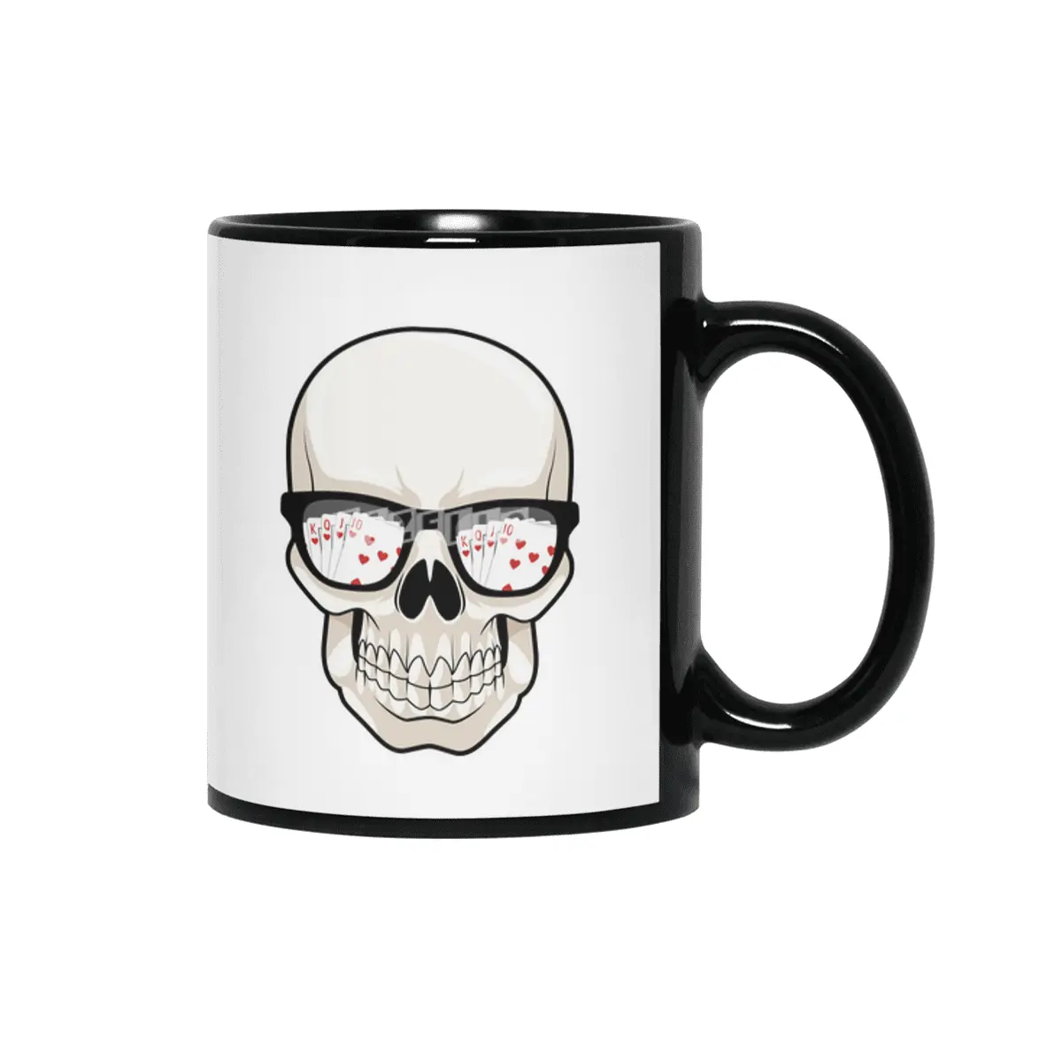 Skull at Poker with Sunglasses Siyah Kupa