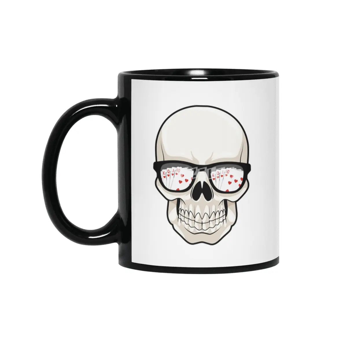 Skull at Poker with Sunglasses Siyah Kupa