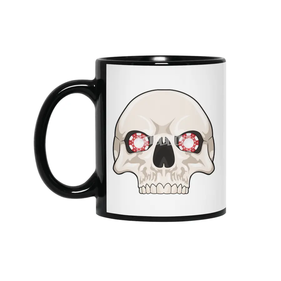 Skull with Poker chips Siyah Kupa