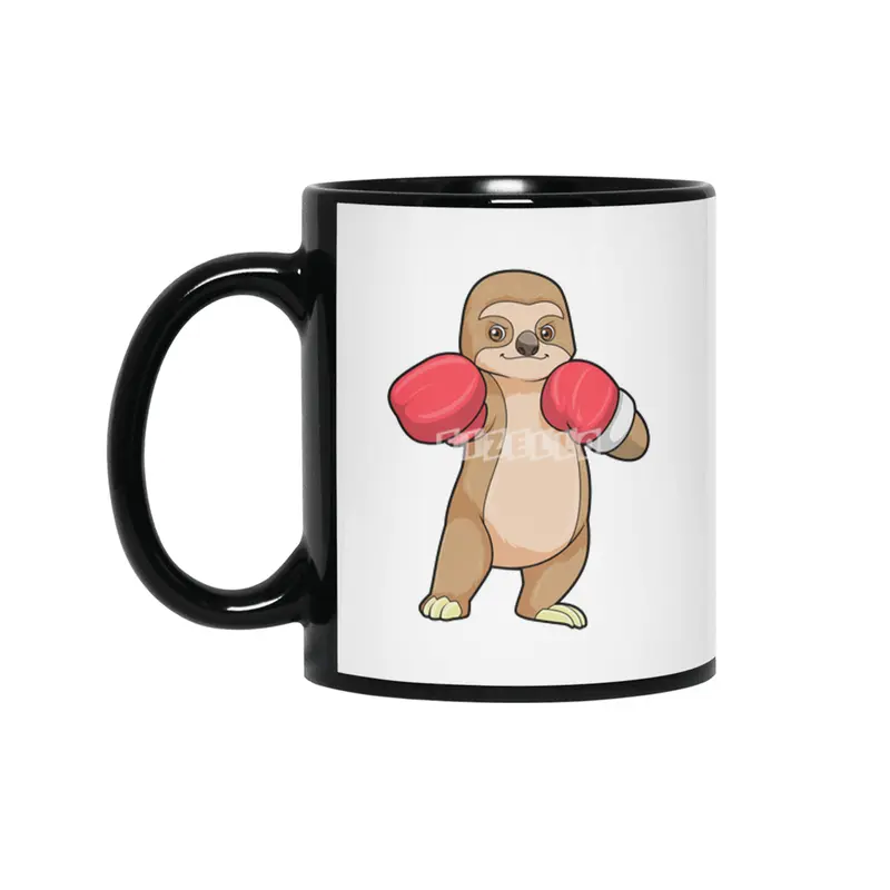 Sloth as Boxer with Boxing gloves Siyah Kupa