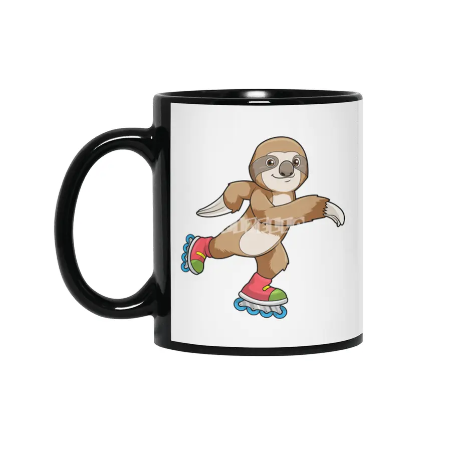 Sloth as Skater with Inline skates Siyah Kupa