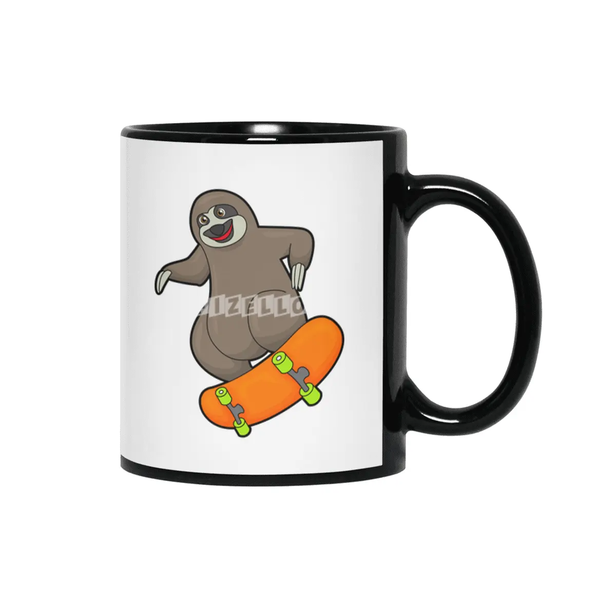Sloth as Skater with Skateboard Siyah Kupa