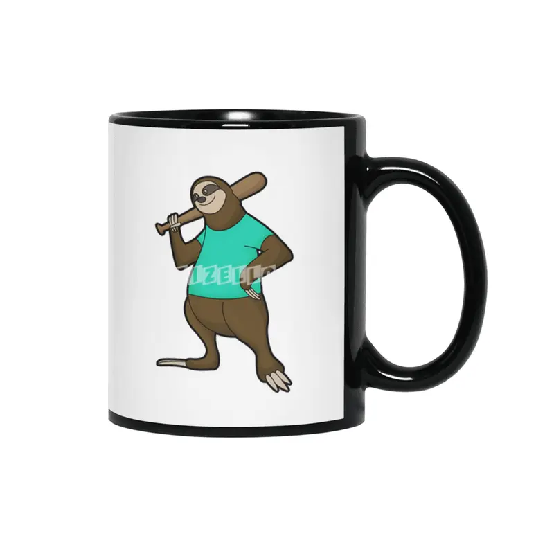 Sloth at Baseball with Baseball bat Siyah Kupa