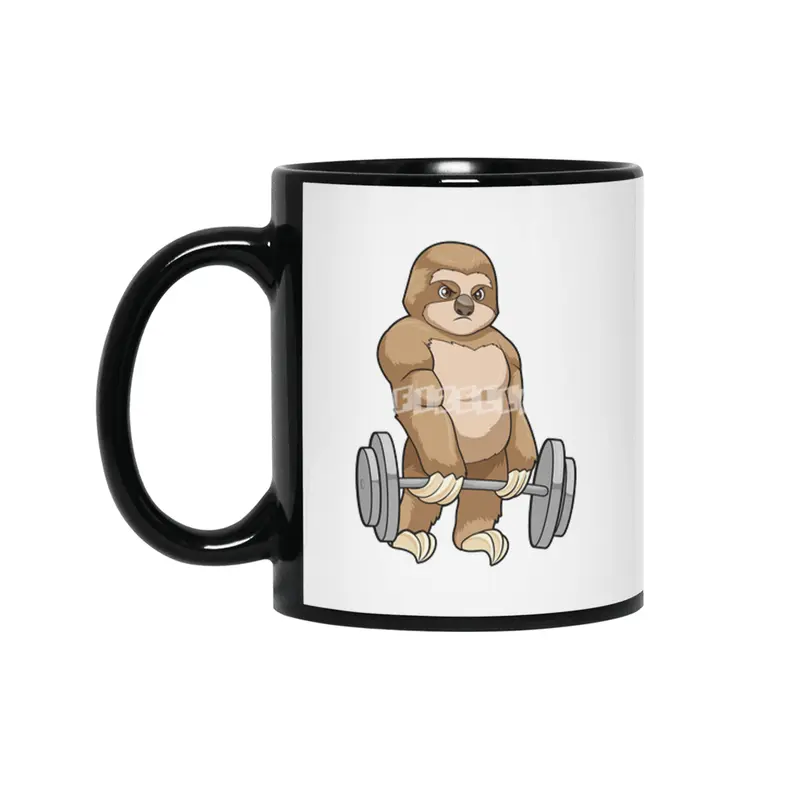Sloth at Bodybuilding with Barbell Siyah Kupa