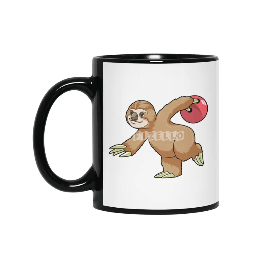 Sloth at Bowling with Bowling ball Siyah Kupa
