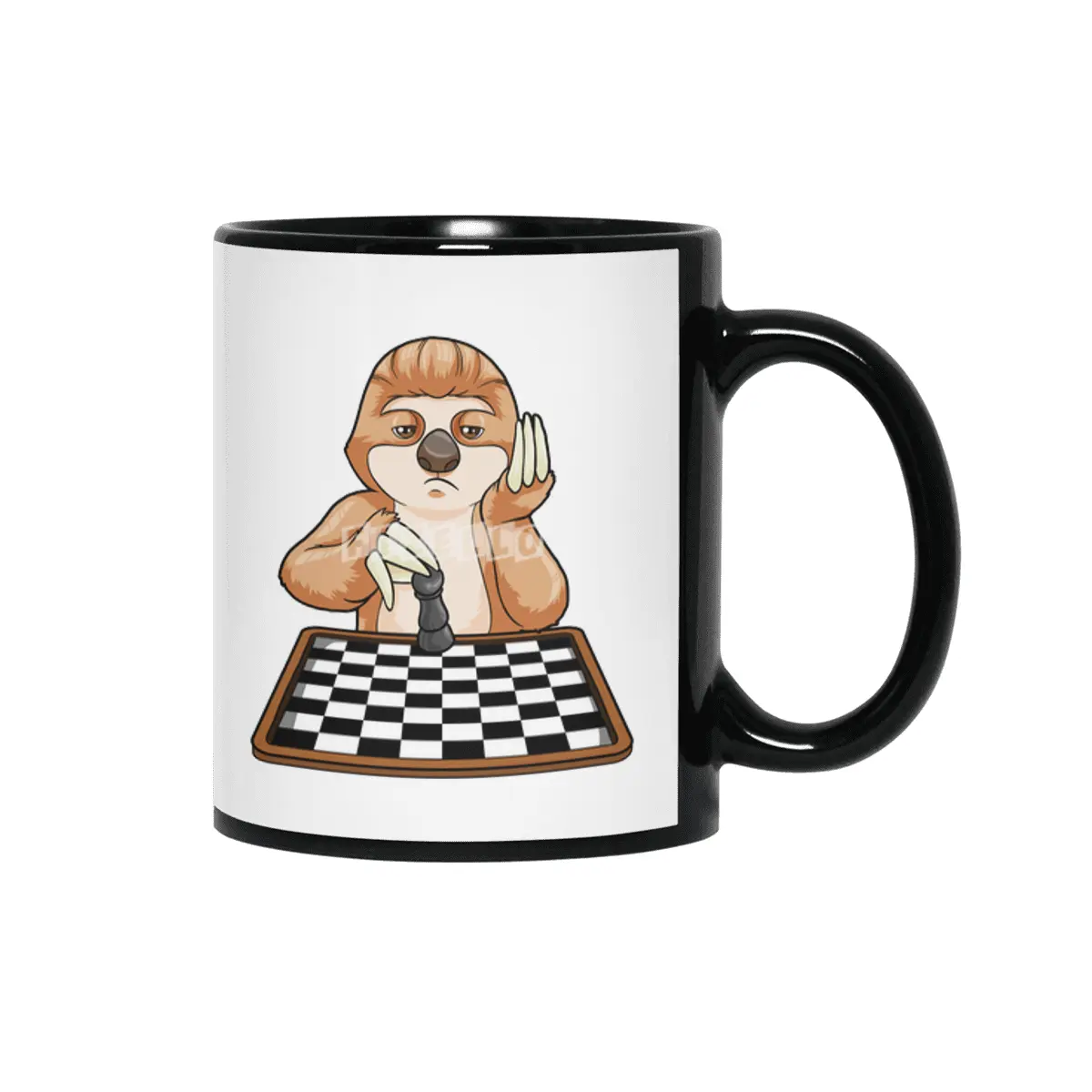 Sloth at Chess with Chess board Siyah Kupa
