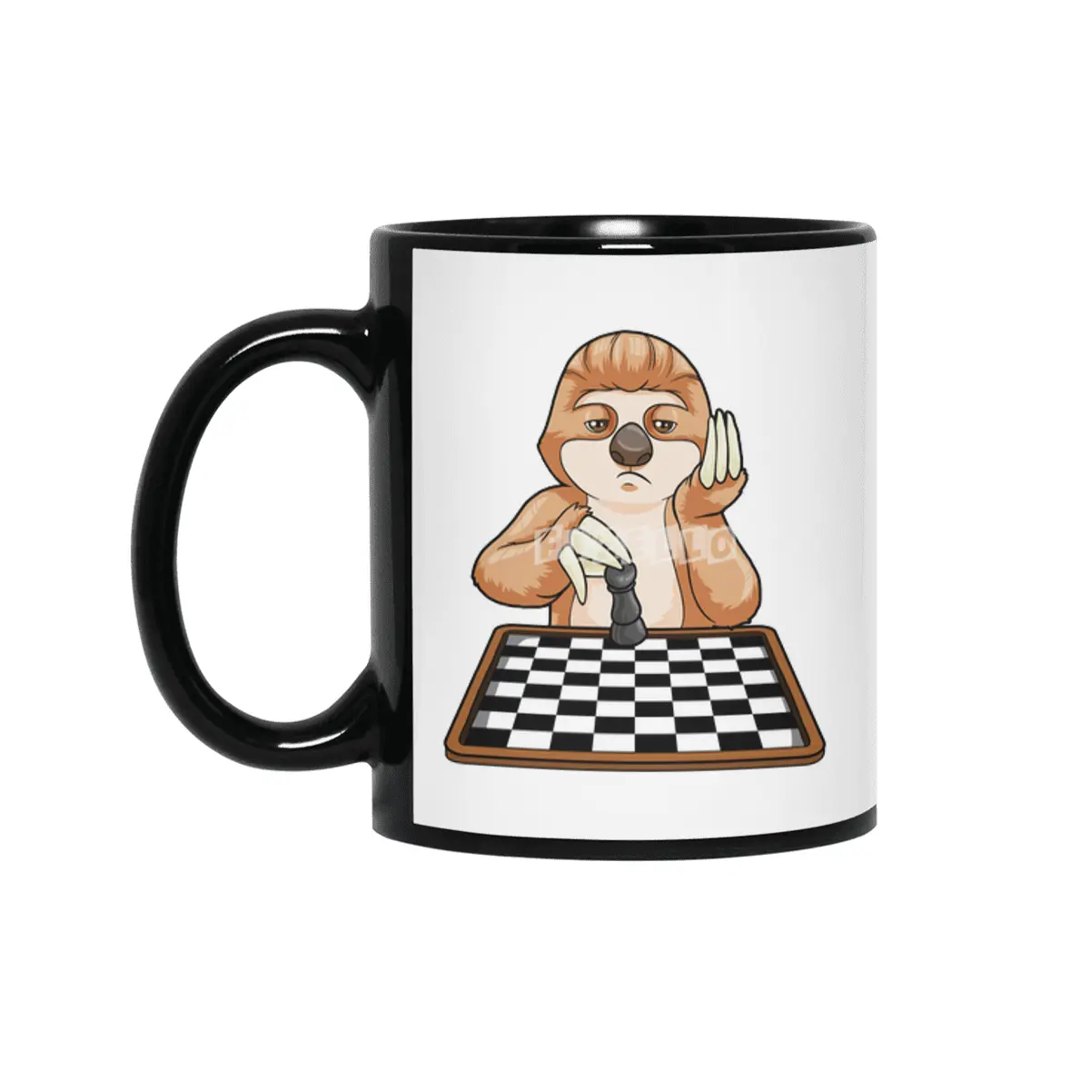 Sloth at Chess with Chess board Siyah Kupa