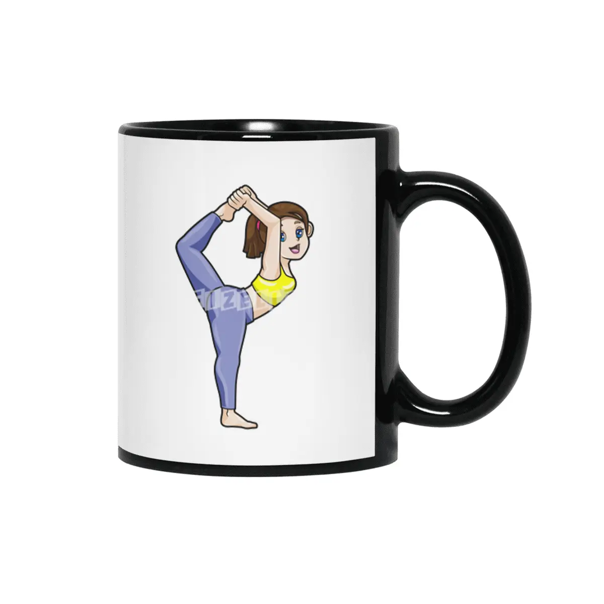 Woman at Yoga Stretching exercises Legs Siyah Kupa