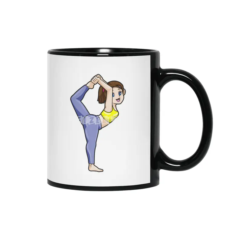 Woman at Yoga Stretching exercises Legs Siyah Kupa