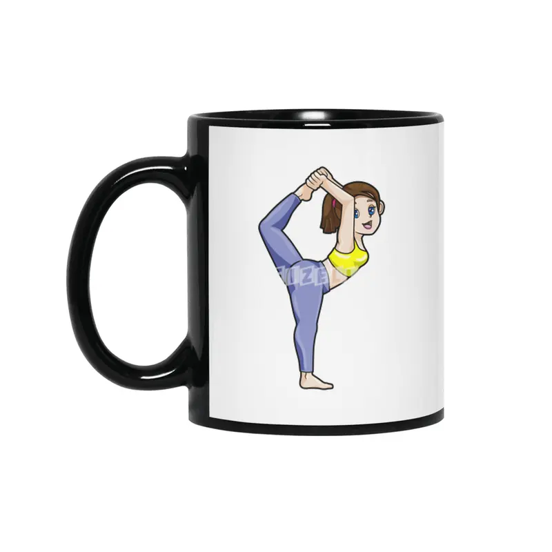 Woman at Yoga Stretching exercises Legs Siyah Kupa