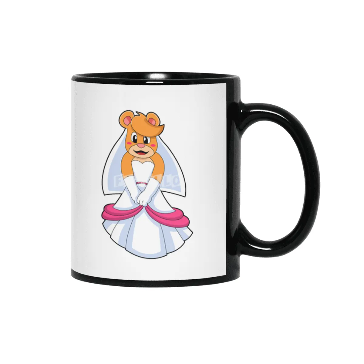 Bear with Wedding dress & Veil Siyah Kupa