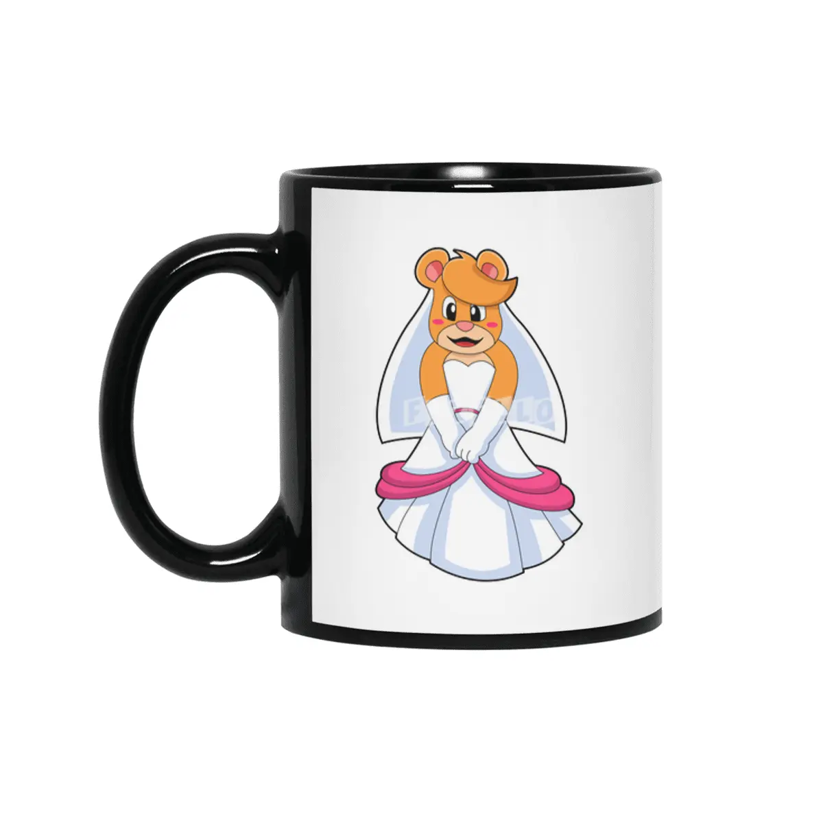 Bear with Wedding dress & Veil Siyah Kupa