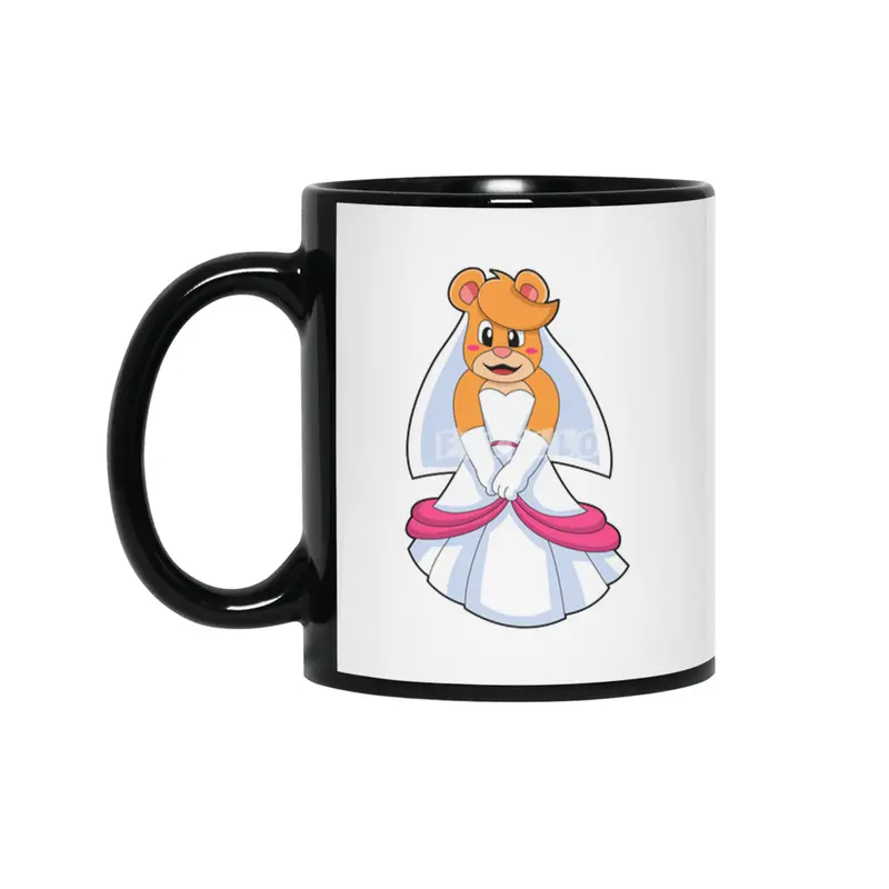 Bear with Wedding dress & Veil Siyah Kupa