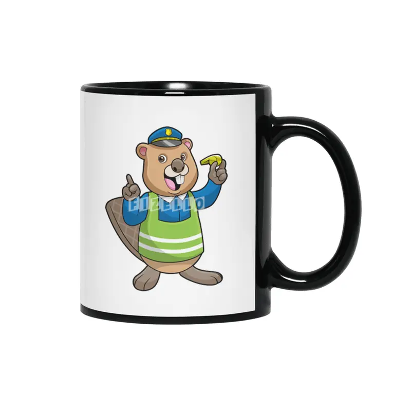 Beaver as Police officer with Whistle Siyah Kupa