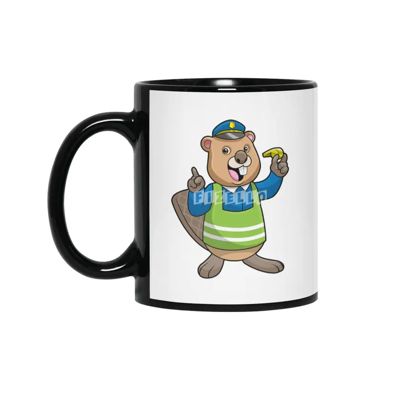 Beaver as Police officer with Whistle Siyah Kupa