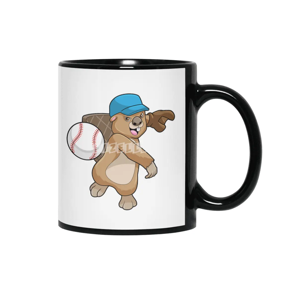 Beaver at Baseball Sports with Cap Siyah Kupa