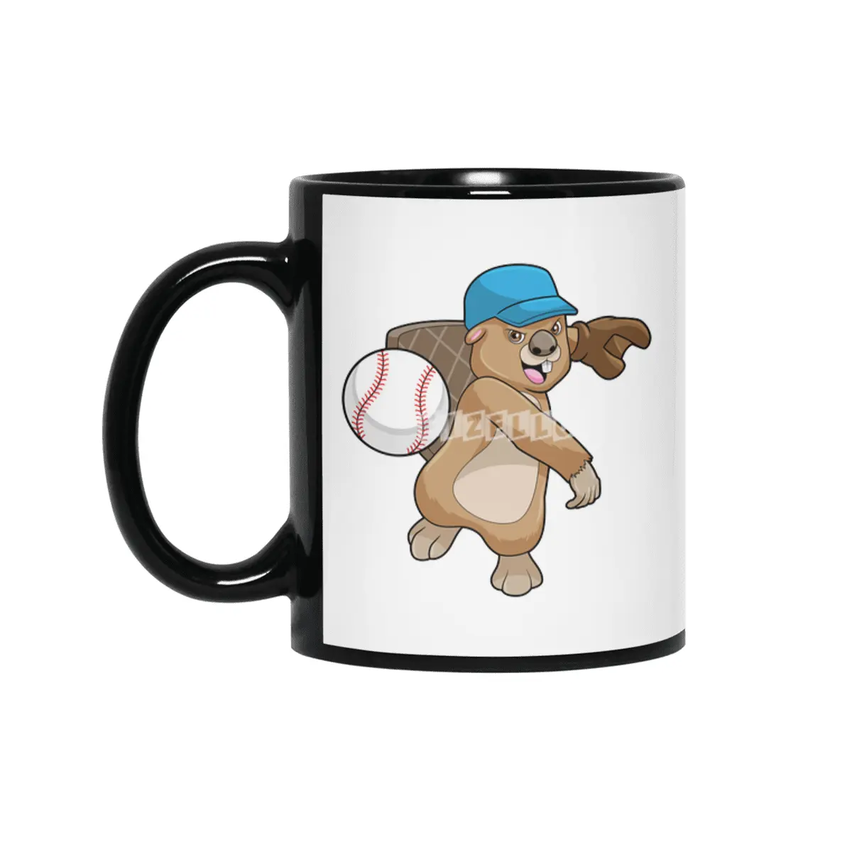 Beaver at Baseball Sports with Cap Siyah Kupa
