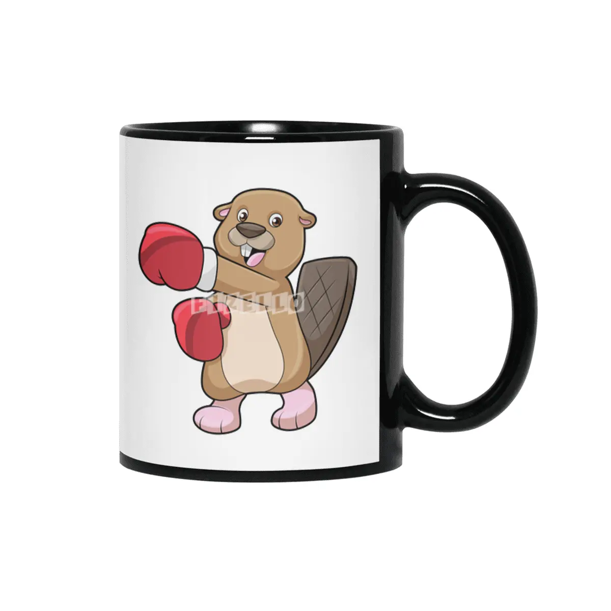 Beaver at Boxing with Boxing gloves Siyah Kupa