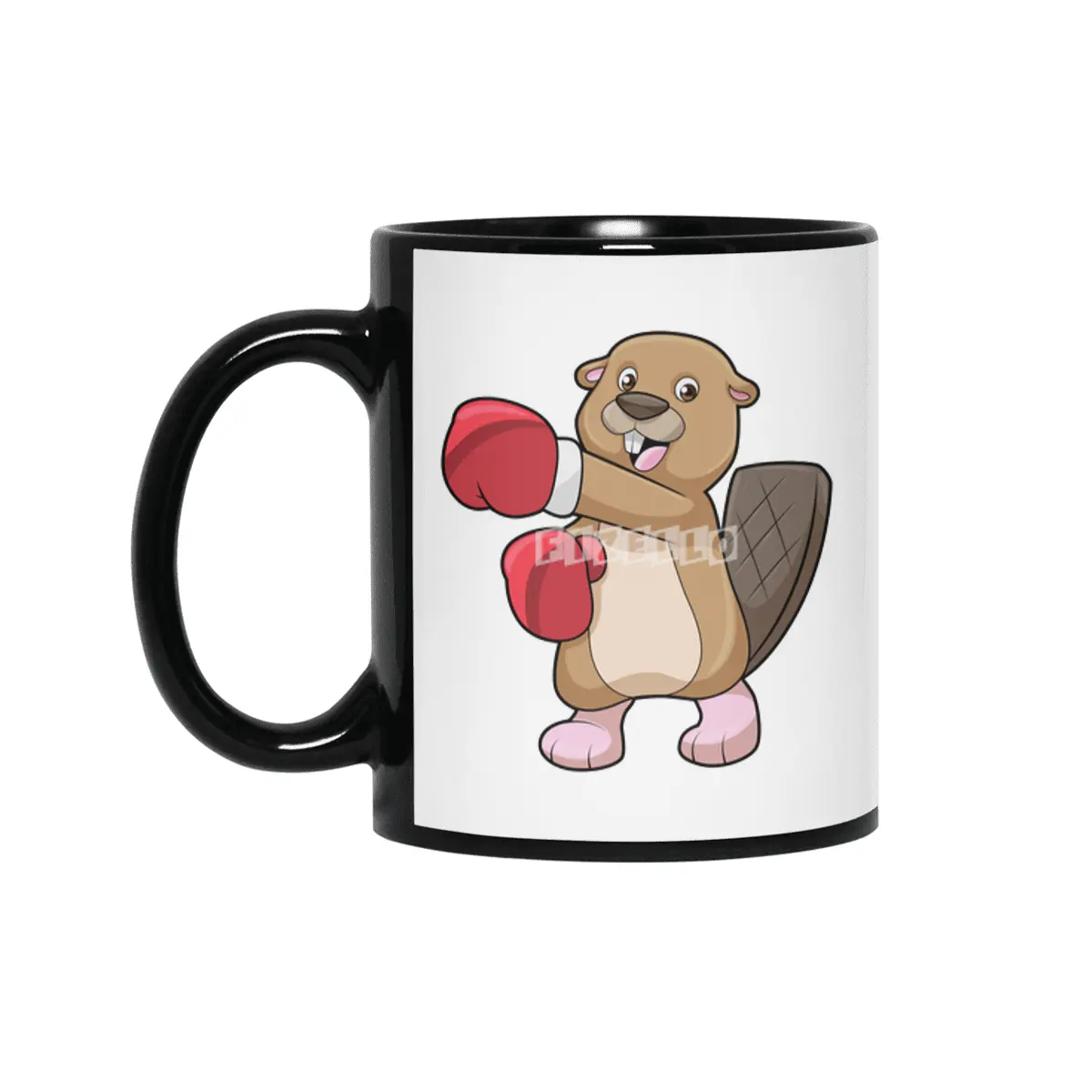 Beaver at Boxing with Boxing gloves Siyah Kupa
