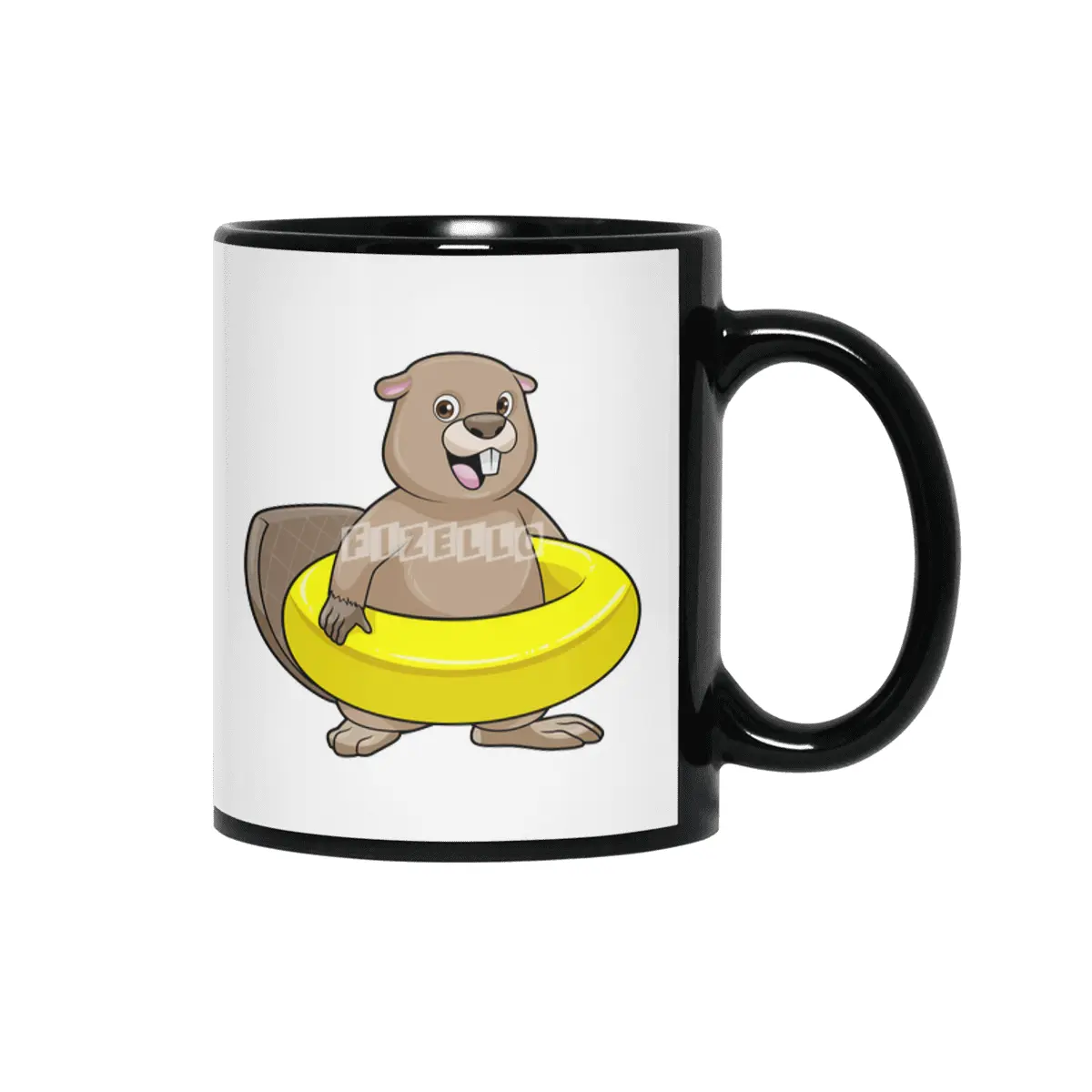 Beaver at Swimming with Swim ring Siyah Kupa