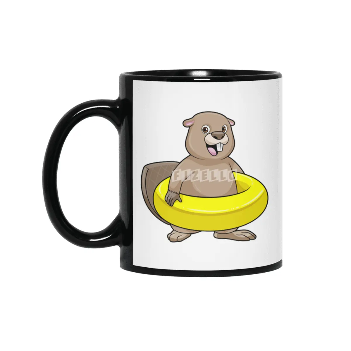 Beaver at Swimming with Swim ring Siyah Kupa