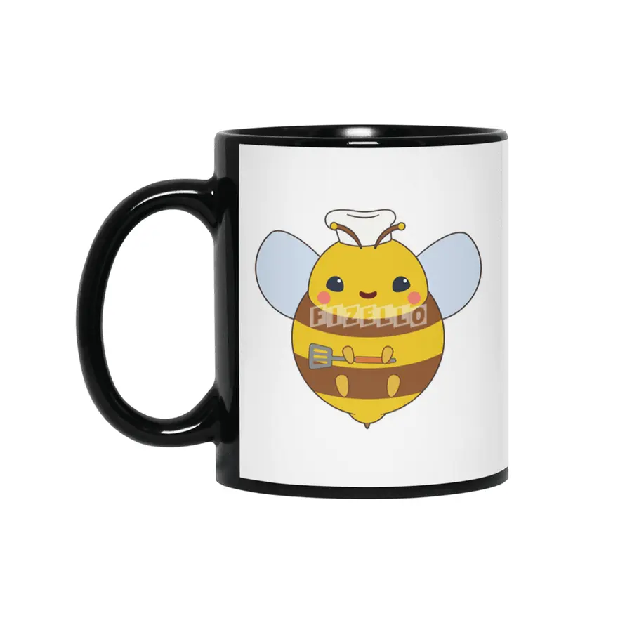 Bee as Cook with Chef's hat & Spatula Siyah Kupa