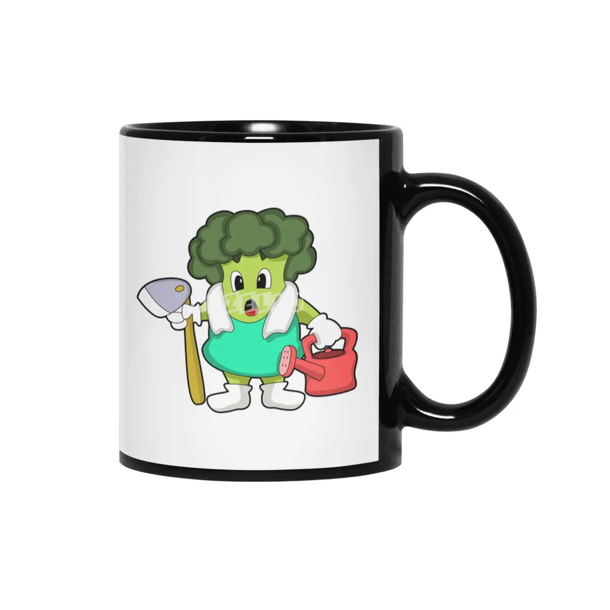 Broccoli as Farmer with Watering can Siyah Kupa