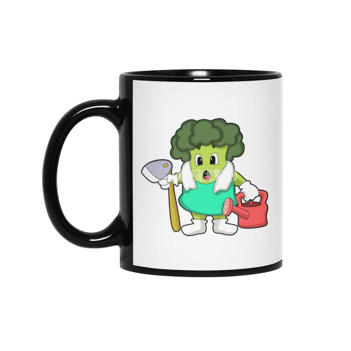 Broccoli as Farmer with Watering can Siyah Kupa