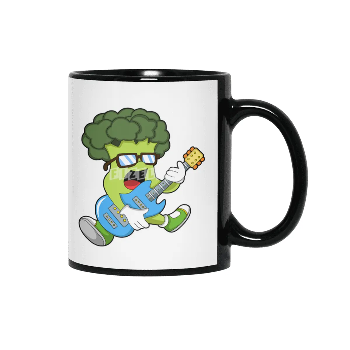 Broccoli as Musician with Guitar Siyah Kupa