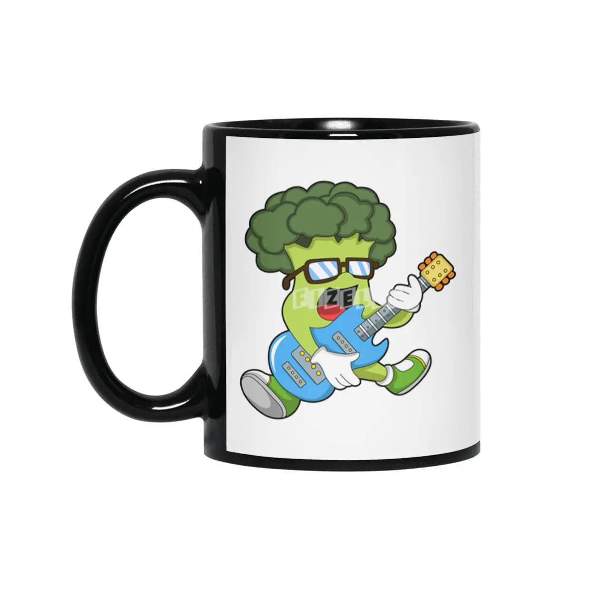 Broccoli as Musician with Guitar Siyah Kupa