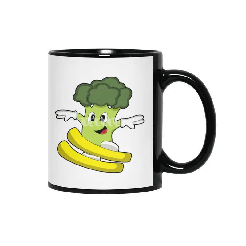 Broccoli as Skier with Ski Siyah Kupa