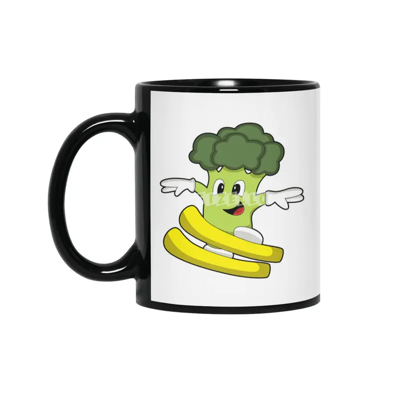 Broccoli as Skier with Ski Siyah Kupa