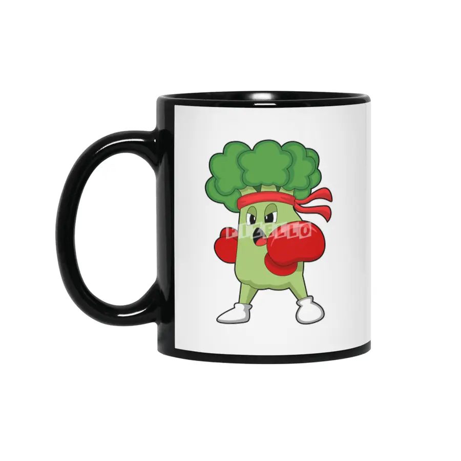 Broccoli at Boxing with Boxing gloves Siyah Kupa