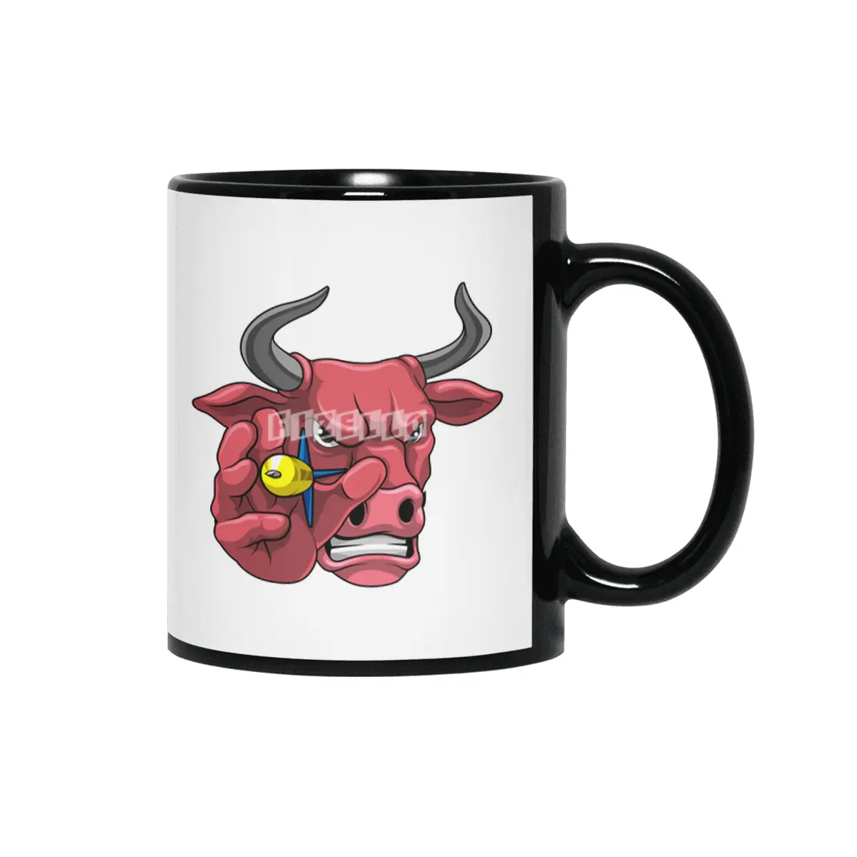Bull at Darts with Dart Siyah Kupa