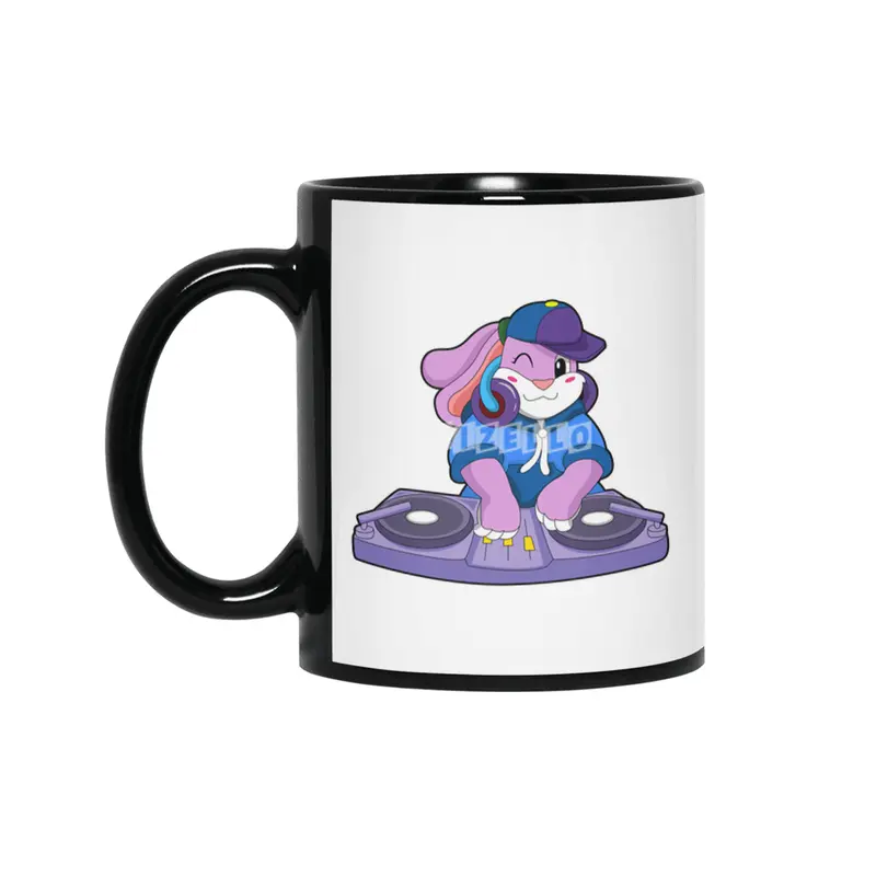 Bunny as Musician with Mixer Siyah Kupa