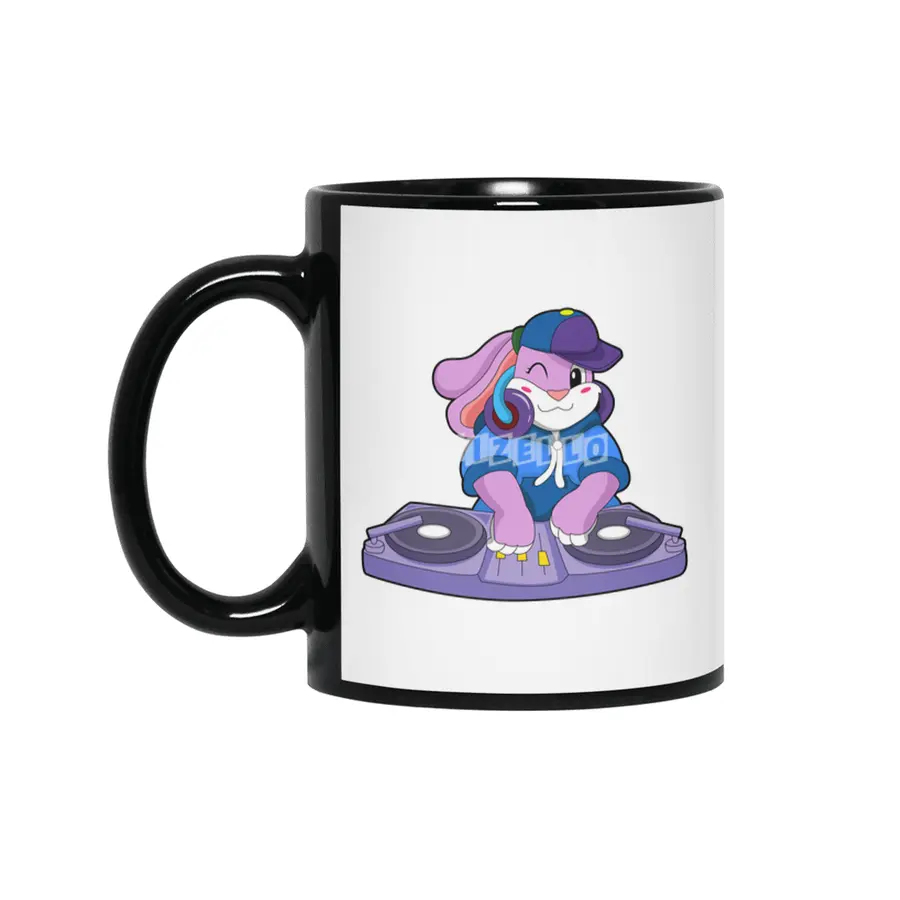 Bunny as Musician with Mixer Siyah Kupa