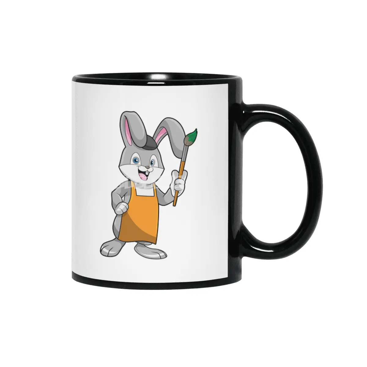 Bunny as Painter with Paint brush Siyah Kupa