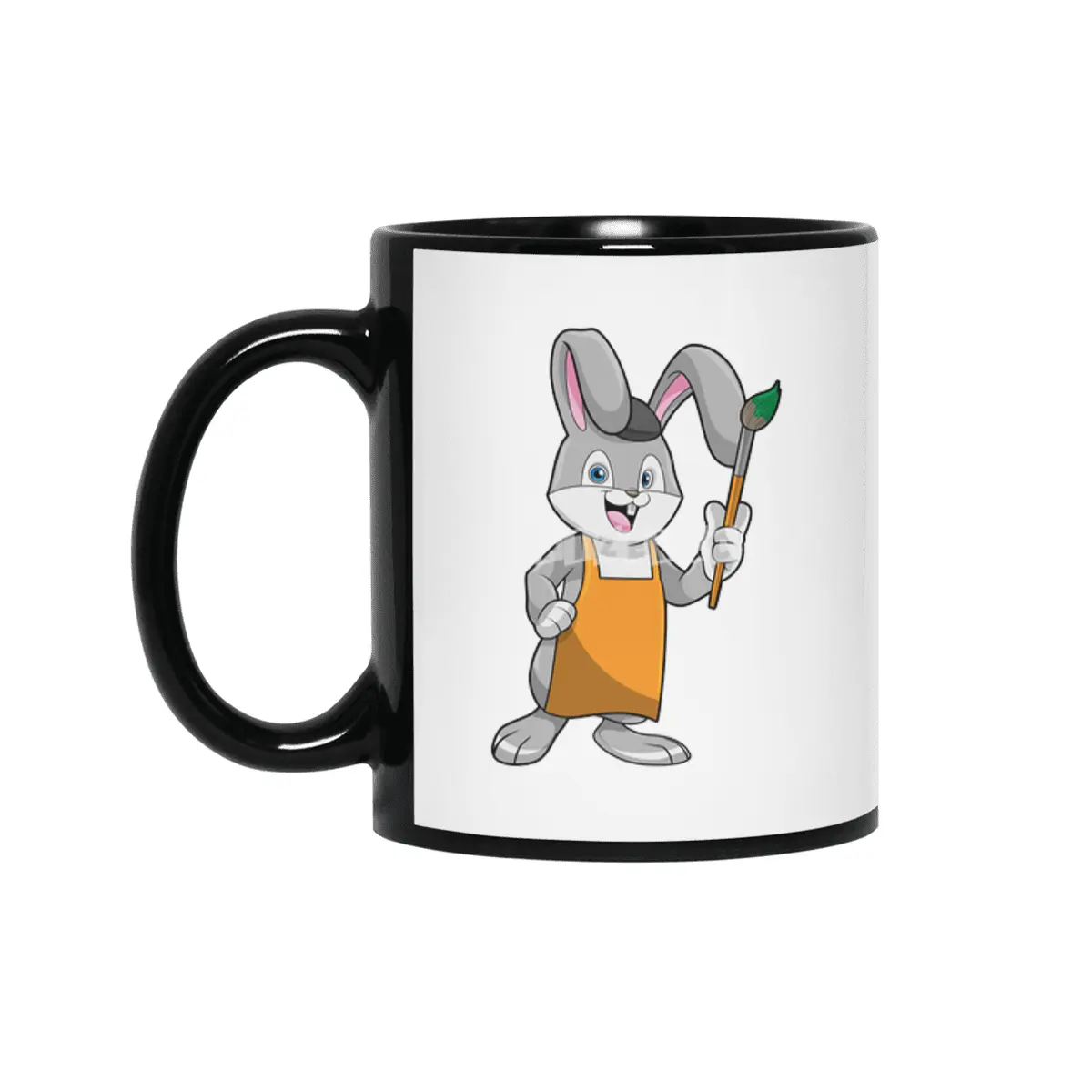 Bunny as Painter with Paint brush Siyah Kupa
