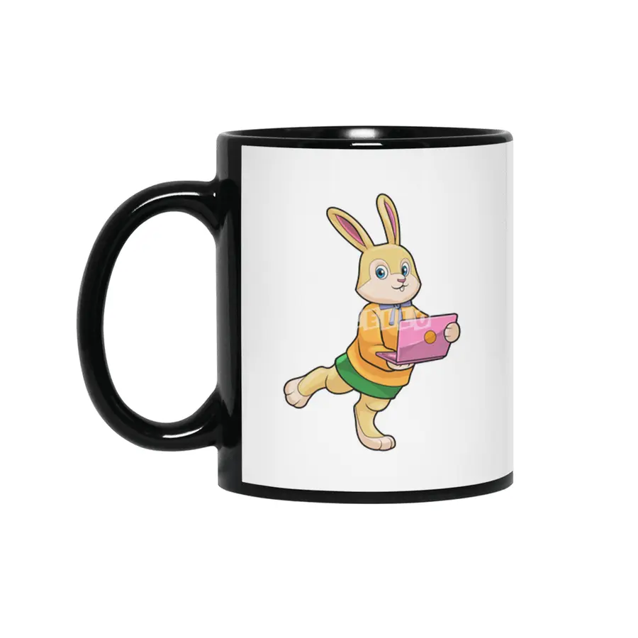 Bunny as Secretary with Laptop Siyah Kupa