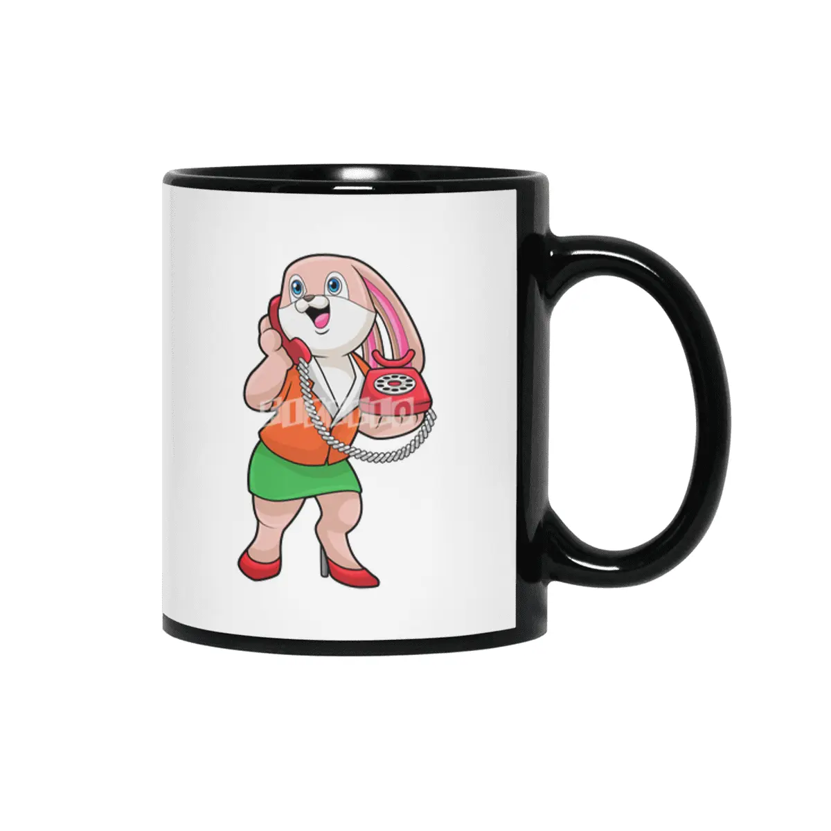 Bunny as Secretary with Phone Siyah Kupa