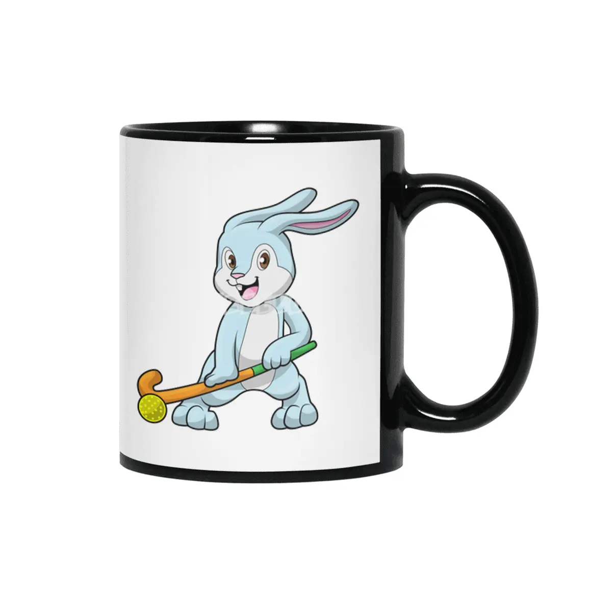 Bunny at Field hockey with Hockey stick Siyah Kupa
