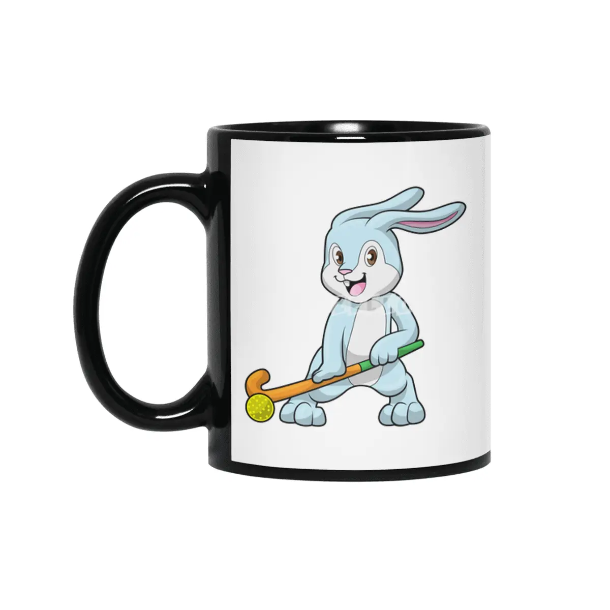 Bunny at Field hockey with Hockey stick Siyah Kupa